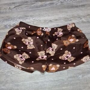 Brown Teddy Bear Print Pajama Shorts
